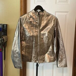 Elegant Metallic Leather Jacket